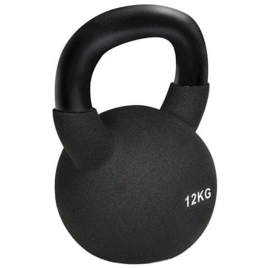 HOMCOM Kettlebell Litoželezna Neoprenska Prevleka, Tla Prijazna Gugalnica, Črna 12 Kg