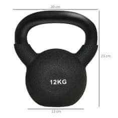 HOMCOM Kettlebell Litoželezna Neoprenska Prevleka, Tla Prijazna Gugalnica, Črna 12 Kg 