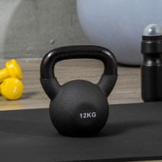 HOMCOM Kettlebell Litoželezna Neoprenska Prevleka, Tla Prijazna Gugalnica, Črna 12 Kg 