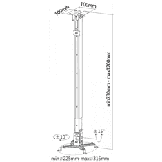 Reflecta TAPA 73-120cm stropni nosilec za podatkovni projektor bele barve