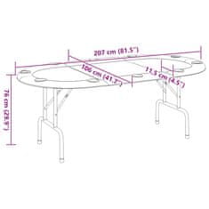 Vidaxl Zložljiva poker miza za 10 igralcev zelena 206x106x75 cm