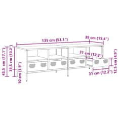 Vidaxl TV omarica bela 135x39x43,5 cm hladno valjano jeklo