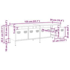 Vidaxl TV omarica roza 135x39x43,5 cm hladno valjano jeklo