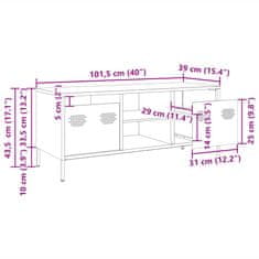 Vidaxl TV omarica bela 101,5x39x43,5 cm hladno valjano jeklo