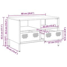 Vidaxl TV omarica bela 68x39x43,5 cm hladno valjano jeklo