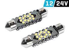 Carmotion VISION Festoon SV8.5 41 mm 12/24V 12x 2016 SMD LED žarnica, CANBUS, bela, 2 kosa.