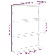 Vidaxl Stenska polica sonoma hrast 43x9x60 cm inž. les