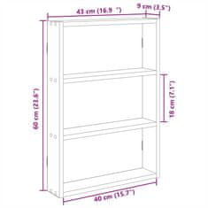 Vidaxl Stenska polica betonsko siv 43x9x60 cm inž. les