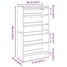 Vidaxl Regal za čevlje dimljen hrast 60x25x100 cm inženirski les