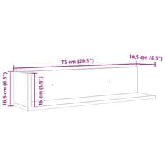 Vidaxl Stenske police 2 kosa rjavi hrast 75x16,5x16,5 cm inž. les