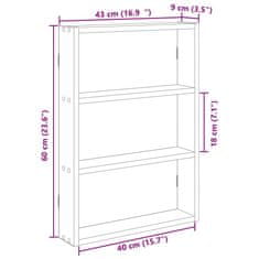 Vidaxl Stenska polica črn 43x9x60 cm inž. les