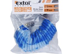 Extol Premium Zračna spiralna PU cev z medeninastimi hitrimi spojkami, 1/4", notranji průměr6mm, L 5m