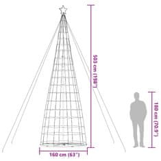 Vidaxl Osvetljena novoletna jelka stožec 1534 LED hladno bela 503 cm