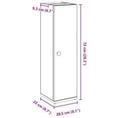 Vidaxl Kopalniška omarica z držalom za zvitke star les 20,5x22x72 cm