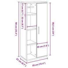 Vidaxl Kopalniška omarica z držalom za zvitke dim. hrast 39x22x90 cm