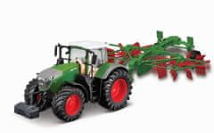 BBurago Farm 10cm Traktor Fendt 1050 Vario z vrtinčastimi grablji