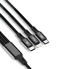 Homey 3V1 USB-C / Lightning / Micro 3,5A 1,2 m USB kabel (črn)