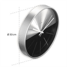 Hama Sicilija, stenska ura, 30 cm, tihi tek, črna/srebrna