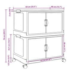 Vidaxl Škatla za shranjevanje s kolesi 75 L 64x40x76 cm