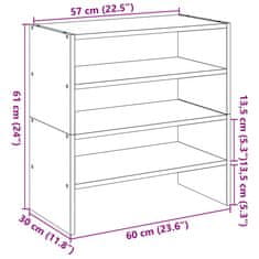 Vidaxl Regal za čevlje 2 kosa zložljiva starinski les 60x30x30,5 cm