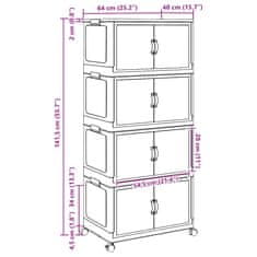 Vidaxl Škatla za shranjevanje s kolesi 75 L 64x40x141,5 cm