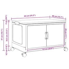 Vidaxl Škatla za shranjevanje s kolesi 75 L 64x40x41 cm