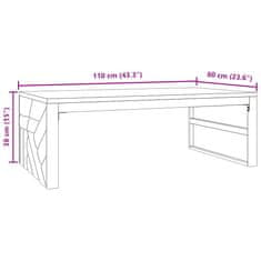 Vidaxl Klubska mizica 110x60x38 cm masivni les tikovina