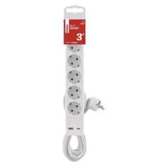 Emos P1523CU podaljšek, 3 m, 5 vtičnice, s stikalom, 1 USB-A, 1 USB-C