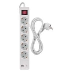 Emos P1523CU podaljšek, 3 m, 5 vtičnice, s stikalom, 1 USB-A, 1 USB-C