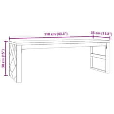 Vidaxl Klubska mizica 110x35x38 cm trdna tikovina