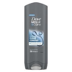 Dove Men + Care Hydrating Clean Comfort vlažilen gel za prhanje za telo, obraz in lase 250 ml za moške