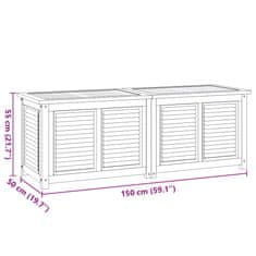 Vidaxl Vrtna škatla s kolesi in vrečo 150x50x53 cm trdna tikovina