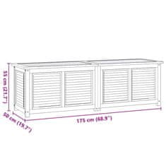 Vidaxl Vrtna škatla s kolesi in vrečo 175x50x53 cm trdna tikovina