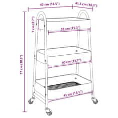 Vidaxl Voziček za shranjevanje 3-nadstropna bel 42x41,5x77 cm jeklo