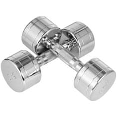 HOMCOM Dumbbells Set 2 Kovinskih Uteži 2 X 5 Kg Z Narebričenim Ročajem, Nedrseče, Kompaktne, Srebrne, 22,5X8X8 Cm 