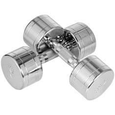 HOMCOM Metal Dumbbells Set 2 Uteži 2 X 7 Kg Z Narebričenim Ročajem, Kompaktne Oblike, Nedrseče Uteži Za Fitnes, Srebrne, 24X9X9 Cm 