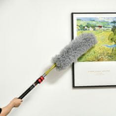 HOMCOM Feather Duster Set 4-V-1 Raztegljiva Krtača Za Brisanje Prahu, Mikrovlakna, 73-180 Cm, Za Strope In Pajčevino, Pralna Teleskopska Palica 