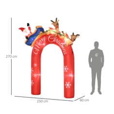 OUTSUNNY 270 Cm Napihljiva Božična Dekoracija, Lok Z Božičkom In Led Lučko, Božične Figure, Rekviziti Za Dekoracijo, Nepremočljiv Poliester 