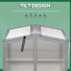 OUTSUNNY Rastlinjak S Hladnim Okvirjem In Rastlinjakom S Hladnim Okvirjem In Rastlinjakom S Prevleko Iz Lesa In Polikarbonata, Odporna Na Vremenske Vplive, Svetlo Siva 90 X 80 X 58 Cm 
