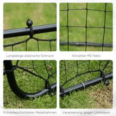 HOMCOM Football Rebounder Kickback Goal Rebound Zidna Mreža Iz Kovinske Cevi+Pe, 96X80X96 Cm, Črna 