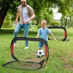 HOMCOM Football Goals Set 2 Football Net Mini Goals Zložljive Za Vrt Ali Park Za Otroke In Odrasle Jeklo Poliester Črna 186 X 90 X 89 Cm 