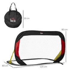 HOMCOM Football Goals Set 2 Football Net Mini Goals Zložljive Za Vrt Ali Park Za Otroke In Odrasle Jeklo Poliester Črna 186 X 90 X 89 Cm 