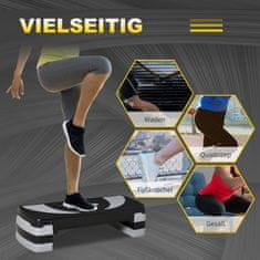 HOMCOM Stepping Deska Za Aerobne Steperje, Nastavljiva Po Višini S 3 Stopnjami (10/15/20 Cm), Fitnes Sobno Kolo, Do 150 Kg, 80X31X10-20 Cm 