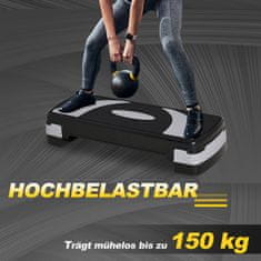 HOMCOM Stepping Deska Za Aerobne Steperje, Nastavljiva Po Višini S 3 Stopnjami (10/15/20 Cm), Fitnes Sobno Kolo, Do 150 Kg, 80X31X10-20 Cm 