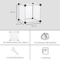 HOMCOM Diy Kockasti Regalni Sistem S 16 Kockami, Škatla Za Shranjevanje, Plastična Omarica, Bela, 125X32X125Cm 