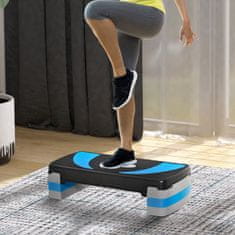 HOMCOM Stepping Deska Za Aerobne Steperje, Nastavljiva Po Višini S 3 Stopnjami (10/15/20 Cm), Fitnes Sobno Kolo, Do 150 Kg, Svetlo Modra, 80X31X10-20 Cm 