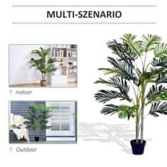 OUTSUNNY Velika Umetna Rastlina Artificial Palm 150 Cm Z Rastlinskim Lončkom, 19 Palmovih Listov, Plastika, Okras Za Notranjo In Zunanjo Uporabo 