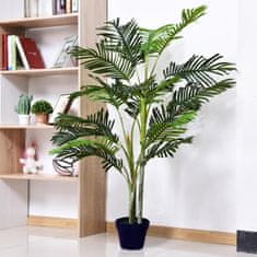 OUTSUNNY Velika Umetna Rastlina Artificial Palm 150 Cm Z Rastlinskim Lončkom, 19 Palmovih Listov, Plastika, Okras Za Notranjo In Zunanjo Uporabo 