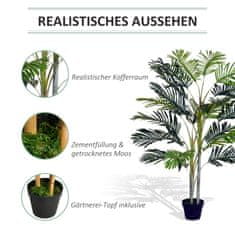 OUTSUNNY Velika Umetna Rastlina Artificial Palm 150 Cm Z Rastlinskim Lončkom, 19 Palmovih Listov, Plastika, Okras Za Notranjo In Zunanjo Uporabo 