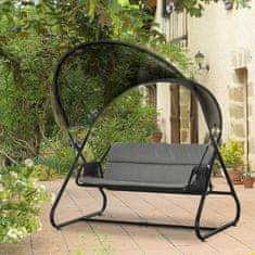 OUTSUNNY Garden Swing Ležalnik Za 2 Osebi Gugalni Okvir Zunanja Gugalnica S Sedežno Blazino Textline Black 166 X 140 X 187 Cm 